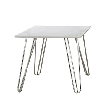Jessie Modern Iron End Table with Round Tempered Glass Top Silver Jessie Modern Iron End Table with Round Tempered Glass Top Silver